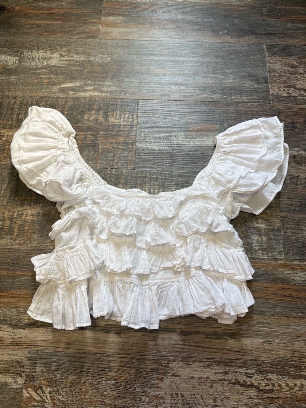 Altar'd State White Ruffle Off-Shoulder Crop Top